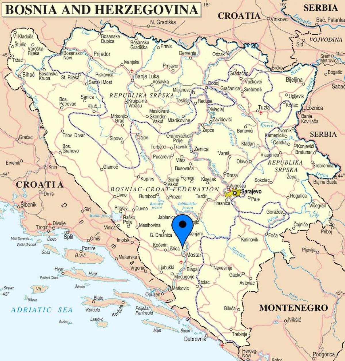 bản đồ của mostar Bosnia Vi