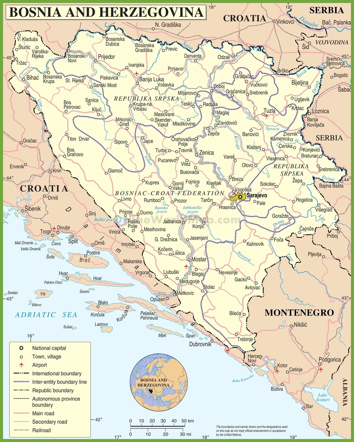 Bản đồ của đường Bosnia