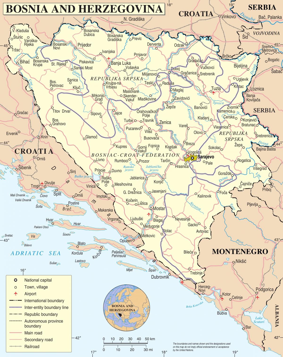 bản đồ của Bosnia